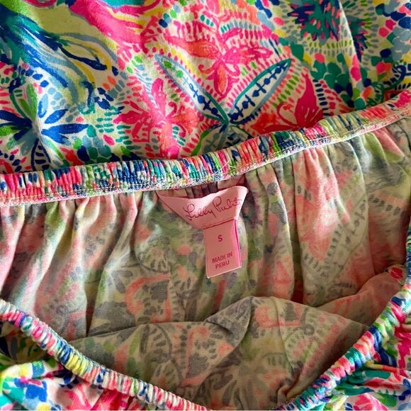 Lilly Pulitzer Pink and Blue Ruffled Short Sleeve Blouse Sz small - Picture 7 of 7